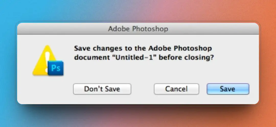Dialogo di salvataggio classico di Adobe Photoshop