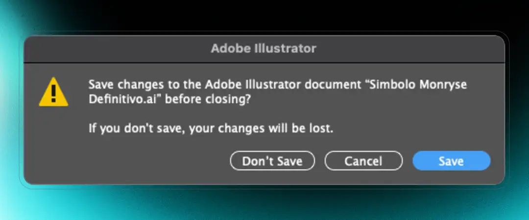 Dialogo di salvataggio orizzontale attualmente usato da Adobe Illustrator