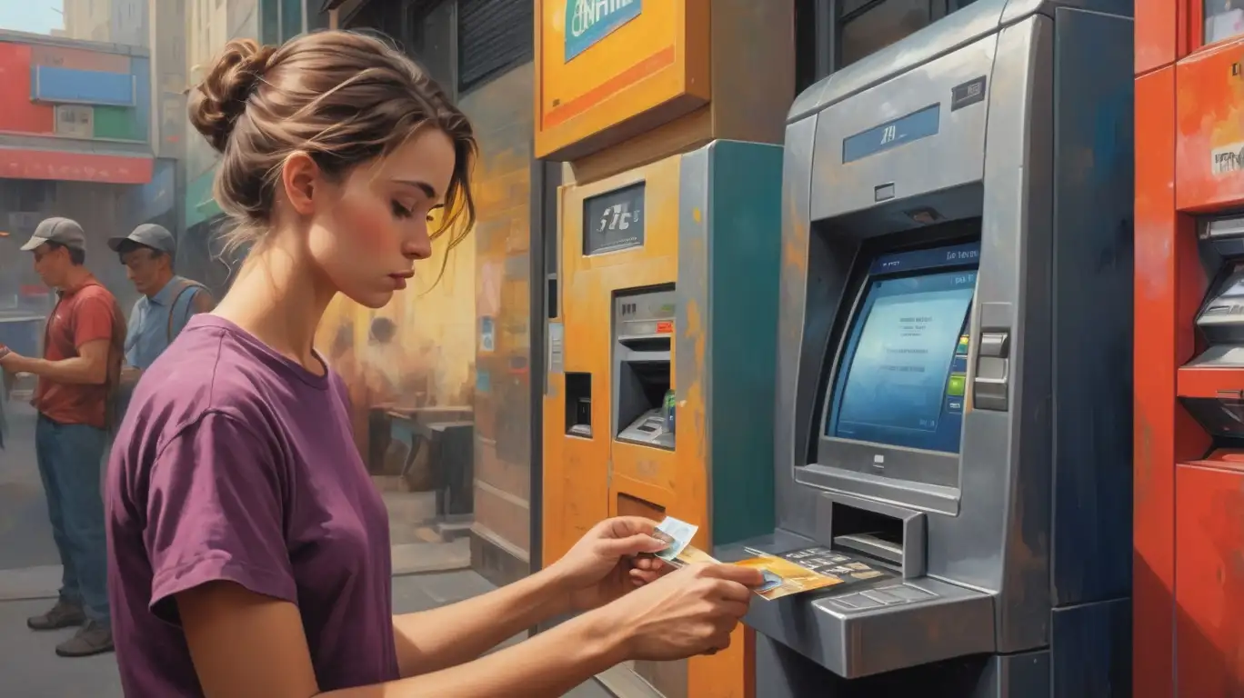 Uno sportello bancomat di sera